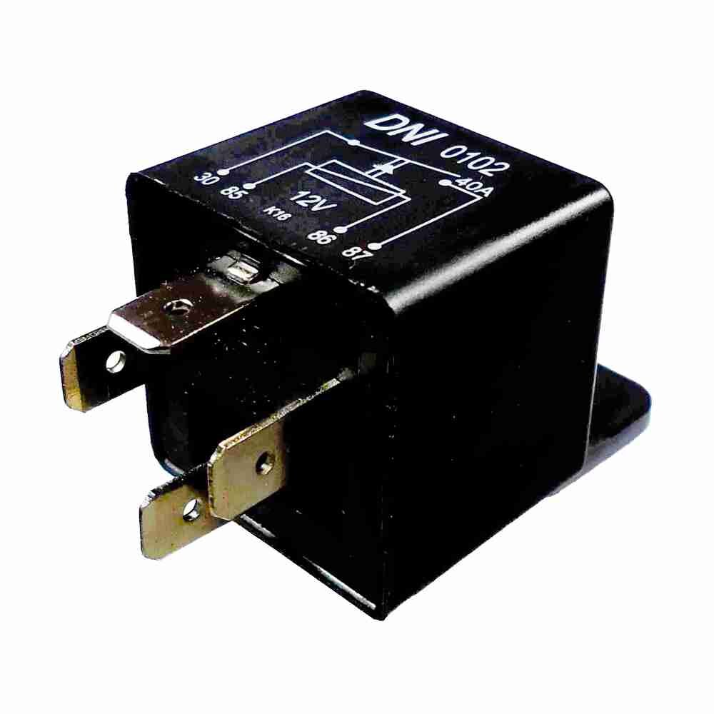 Relé aux universal 12V 40A, 4 term. con soporte