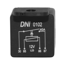Relé aux universal 12V 40A, 4 term. con soporte