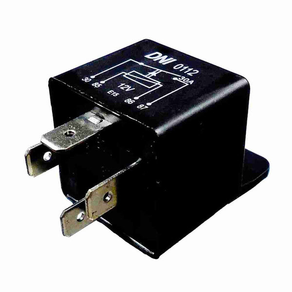 Relé aux universal 12V 30A, 4 term. con soporte
