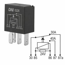 Mini relé aux reversor 40/30A 24V, 5 term.