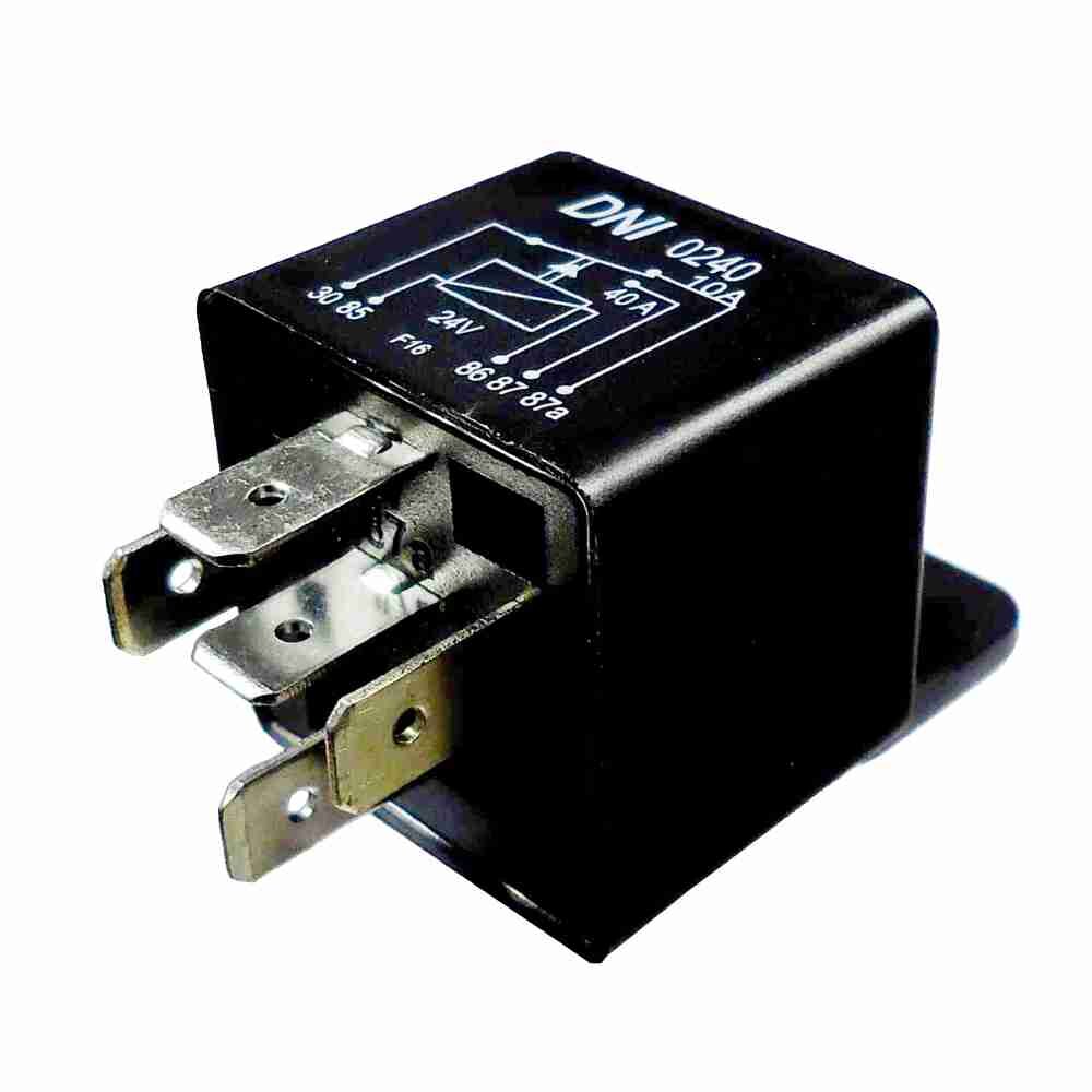 Relé aux 24V 40-10A, 5 term. con soporte