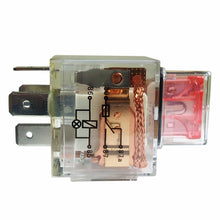 Relé aux inversor acrílico c/LED y fusible 40/30A 12V, 5 term.
