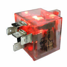 Relé aux inversor acrílico c/LED y fusible 40/30A 12V, 5 term.