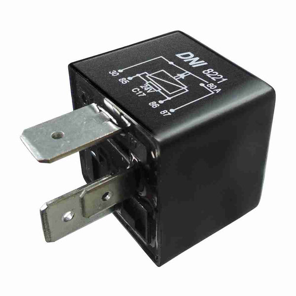 Relé aux universal 80A 24V, 4 term. con resistencia